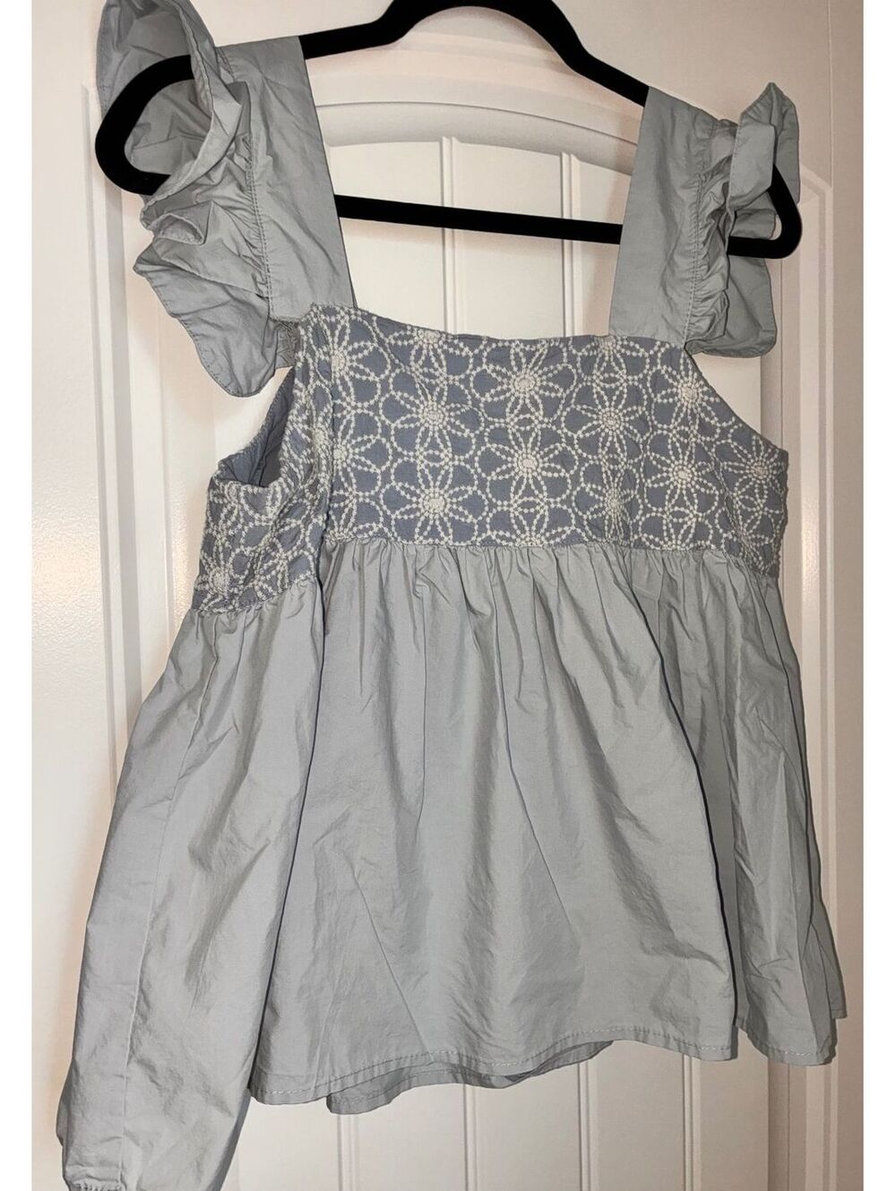 THML Light Blue Cotton Blend Ruffle Sleeve Top Size Large